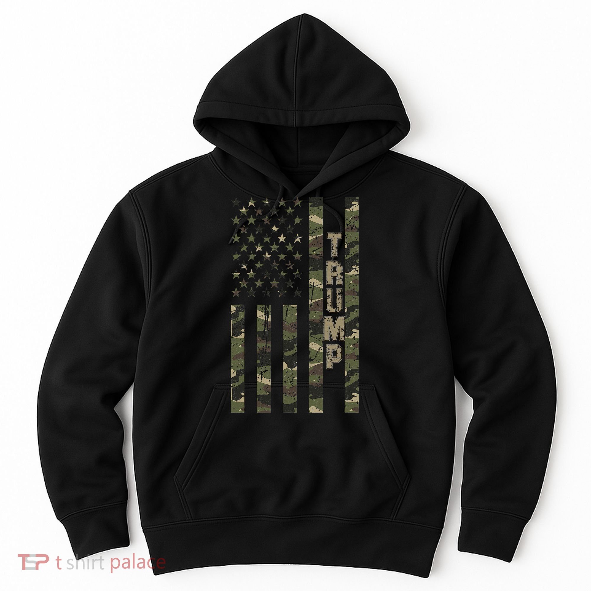 Trump United States Distressed Camo Us Flag Hoodie