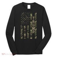 Trump United States Distressed Camo Us Flag Long Sleeve Shirt thumb 0