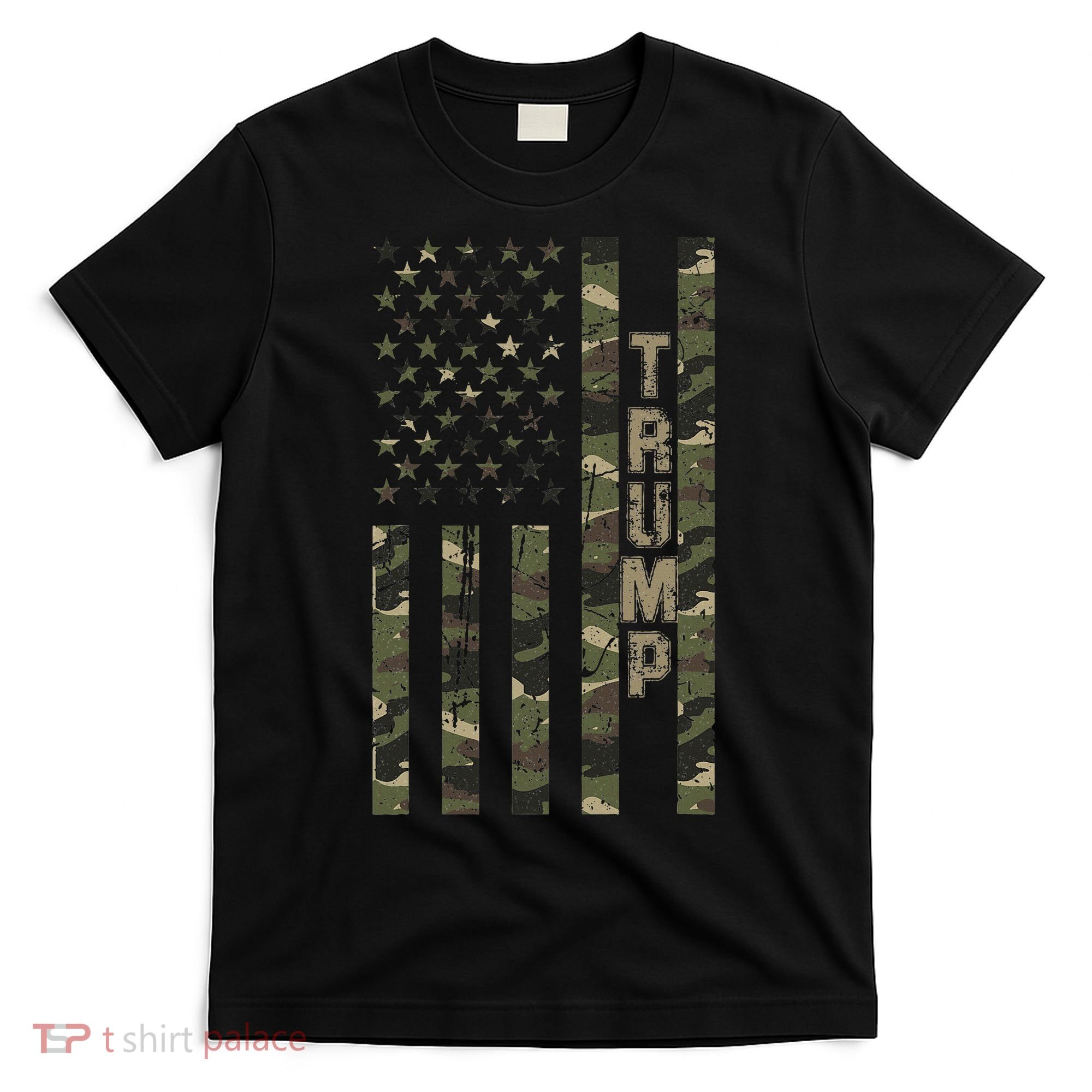Trump United States Distressed Camo Us Flag T-Shirt