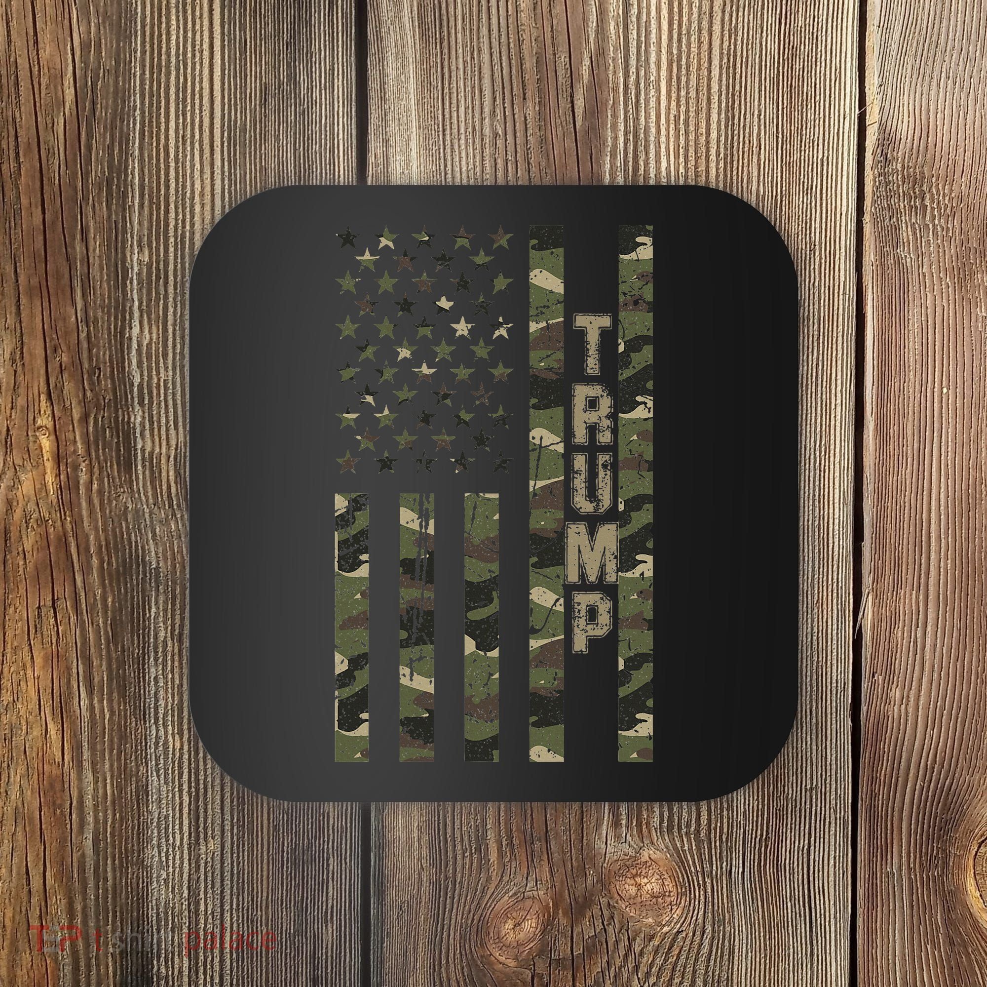 Trump United States Distressed Camo Us Flag Coaster