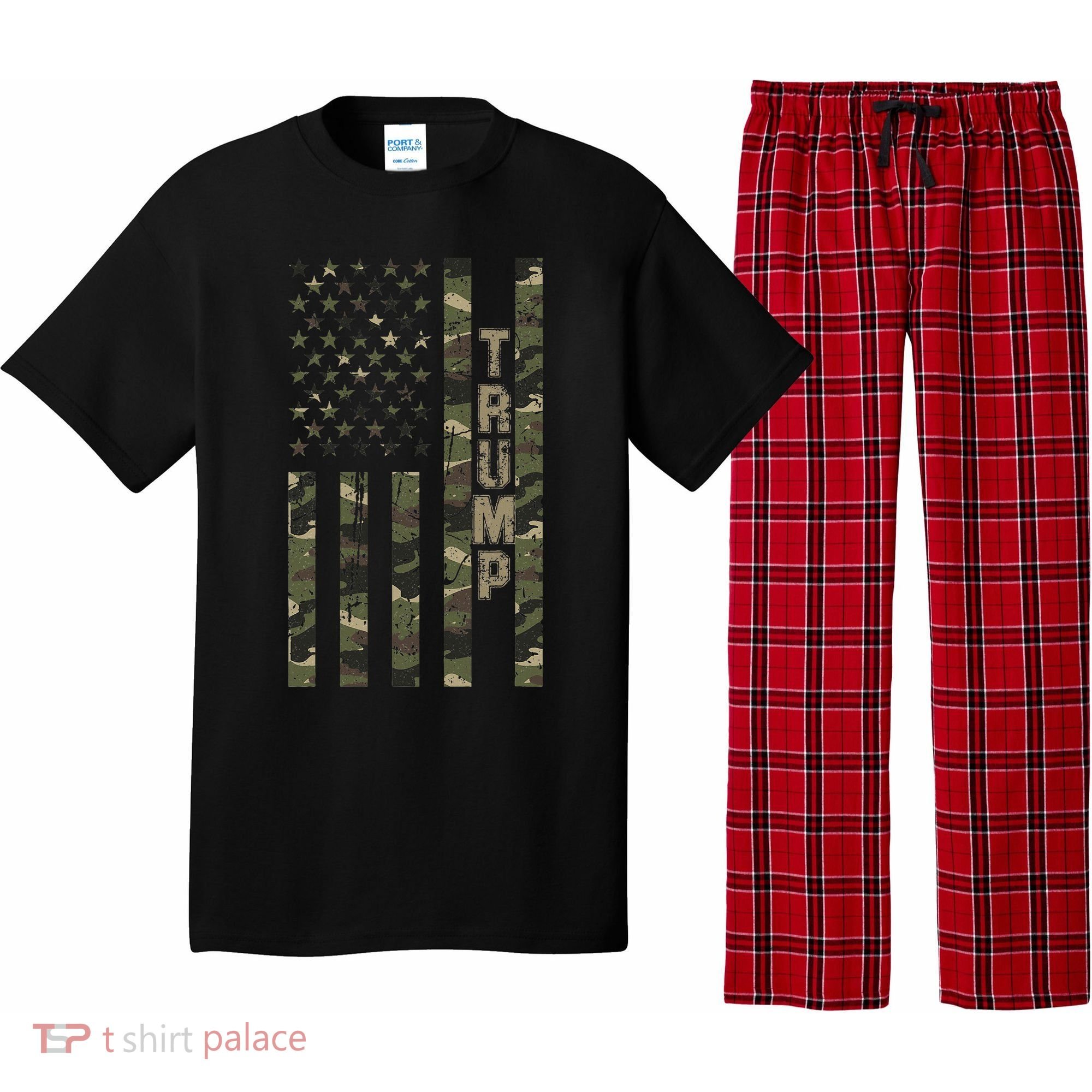 Trump United States Distressed Camo Us Flag Pajama Set