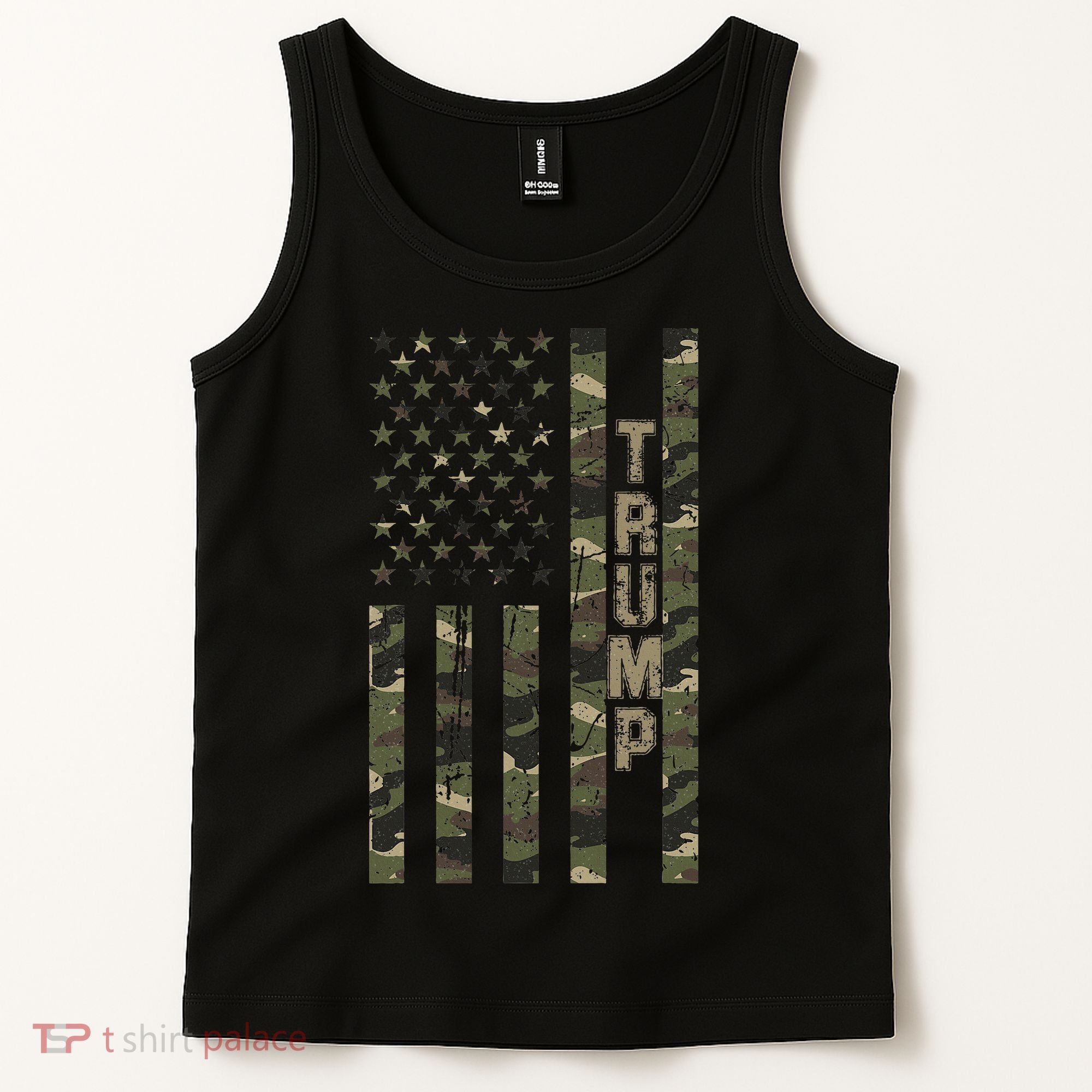 Trump United States Distressed Camo Us Flag Tank Top