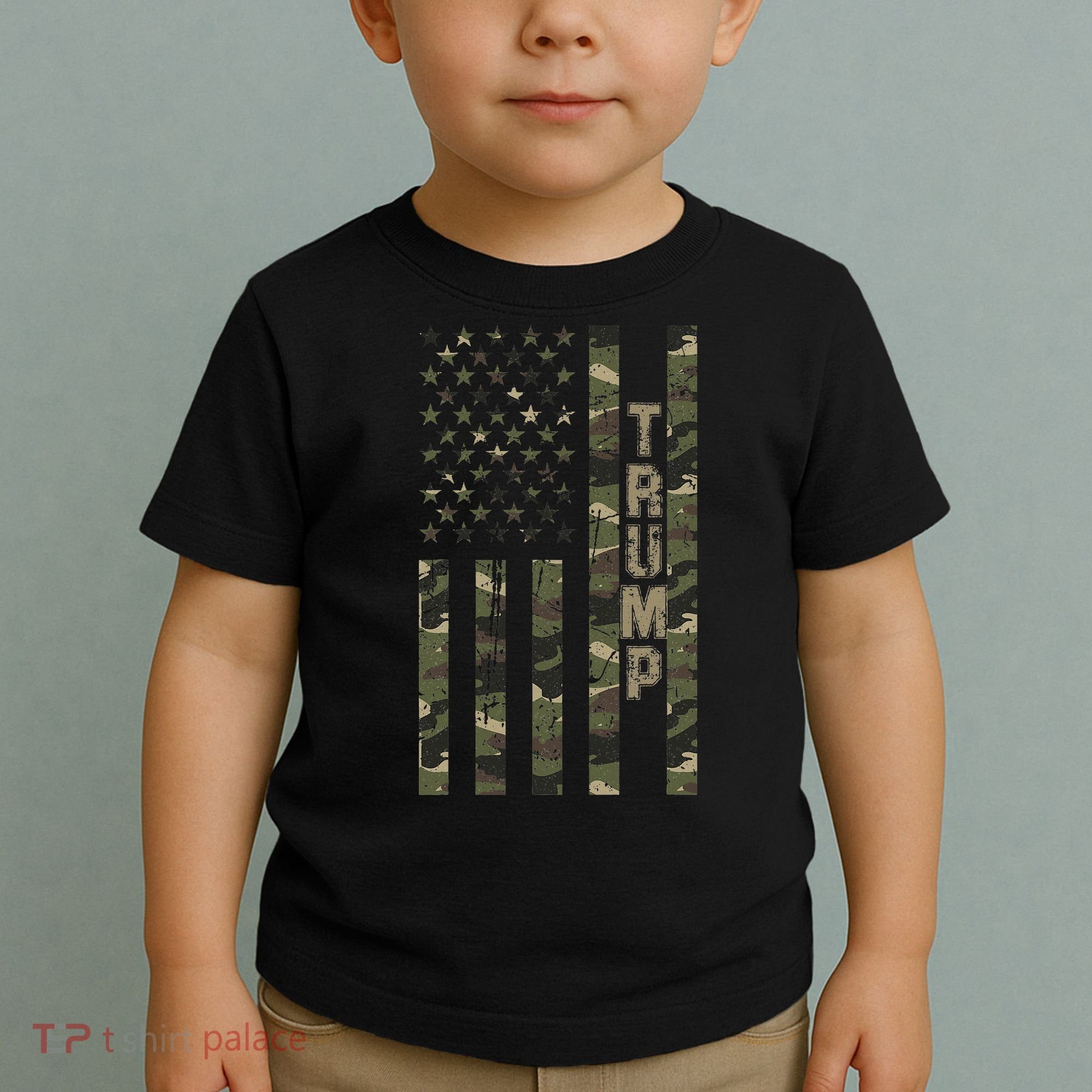 Trump United States Distressed Camo Us Flag Toddler T-Shirt