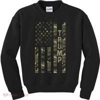 Trump United States Distressed Camo Us Flag Kids Sweatshirt thumb 0