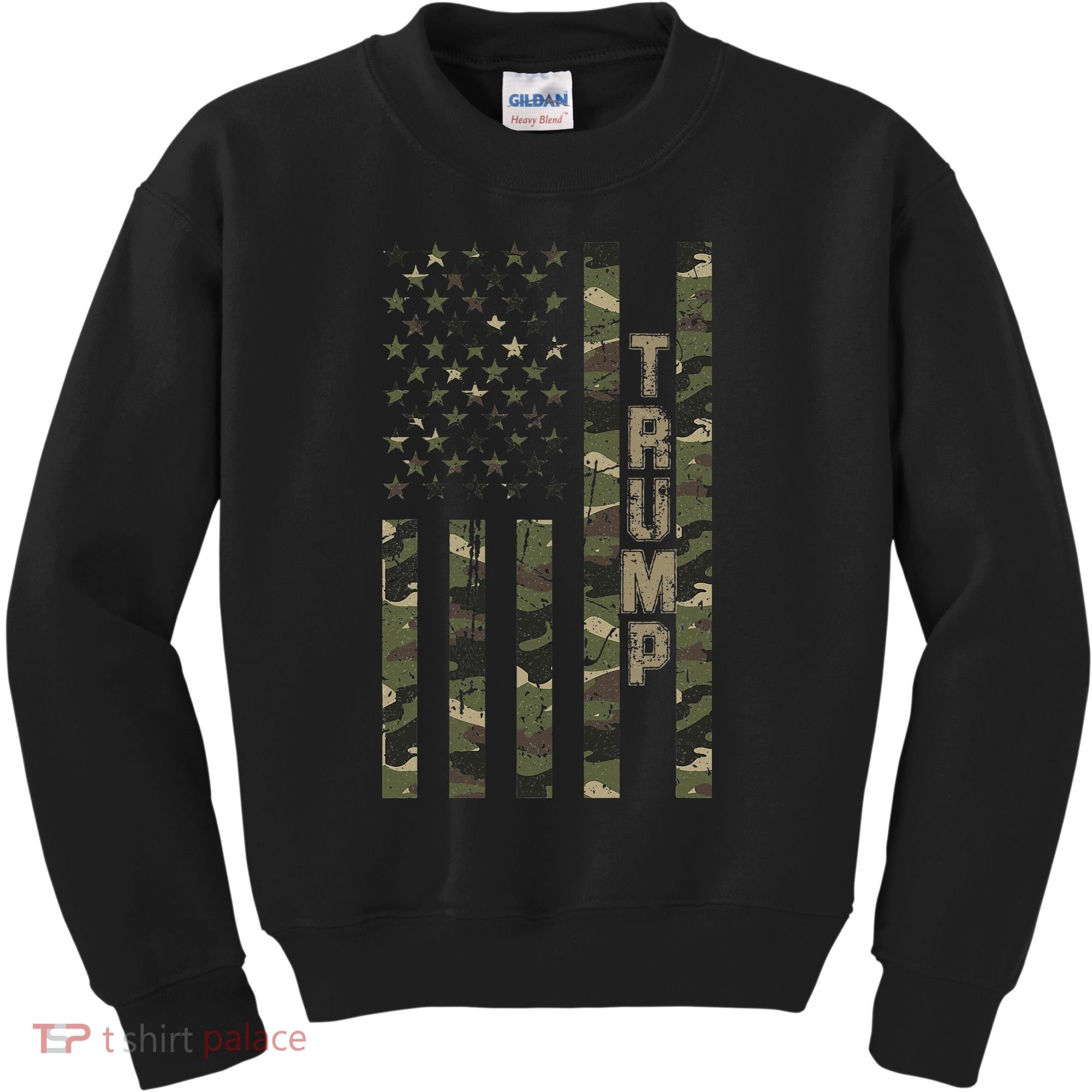 Trump United States Distressed Camo Us Flag Kids Sweatshirt