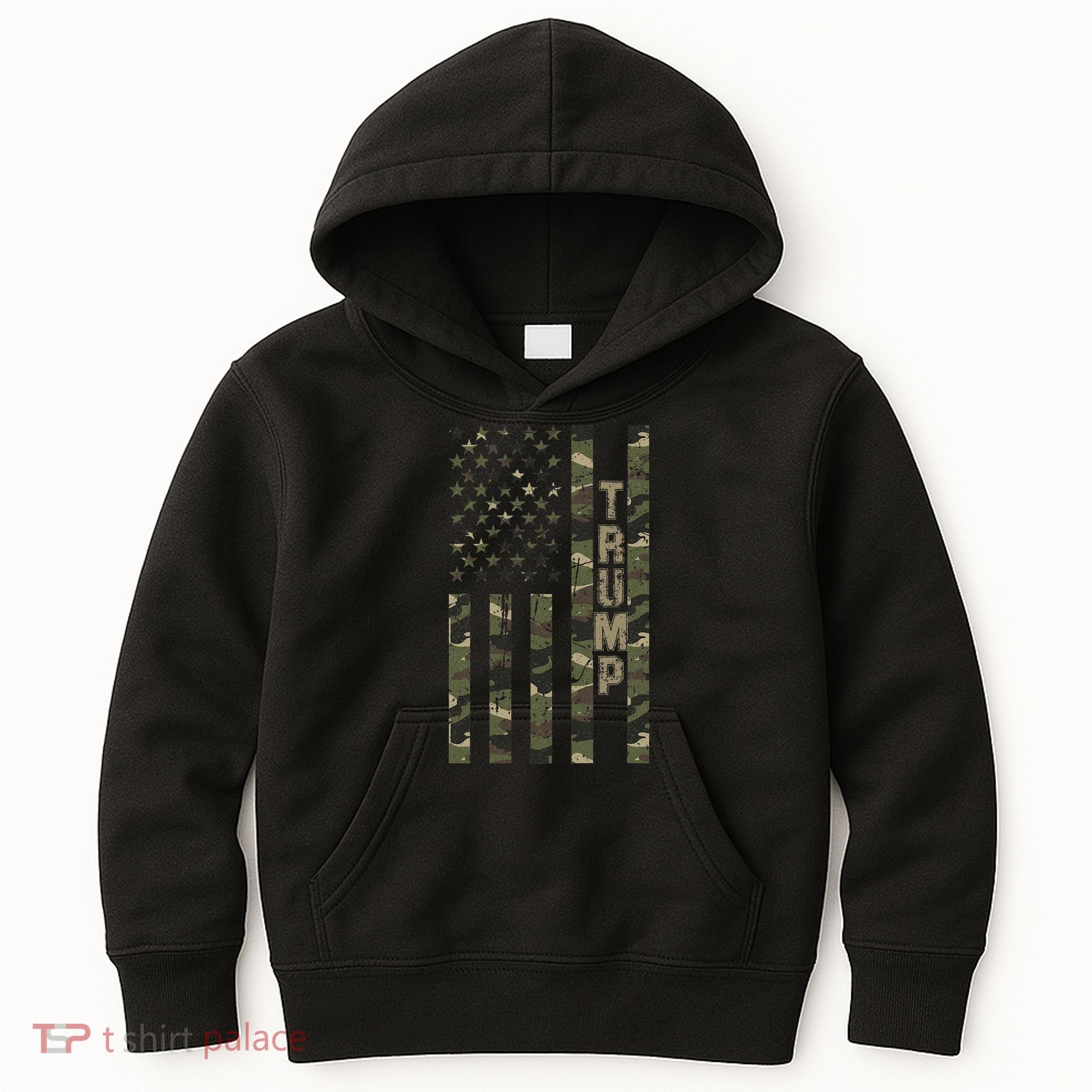 Trump United States Distressed Camo Us Flag Kids Hoodie