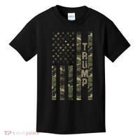 Trump United States Distressed Camo Us Flag Kids T-Shirt thumb 0