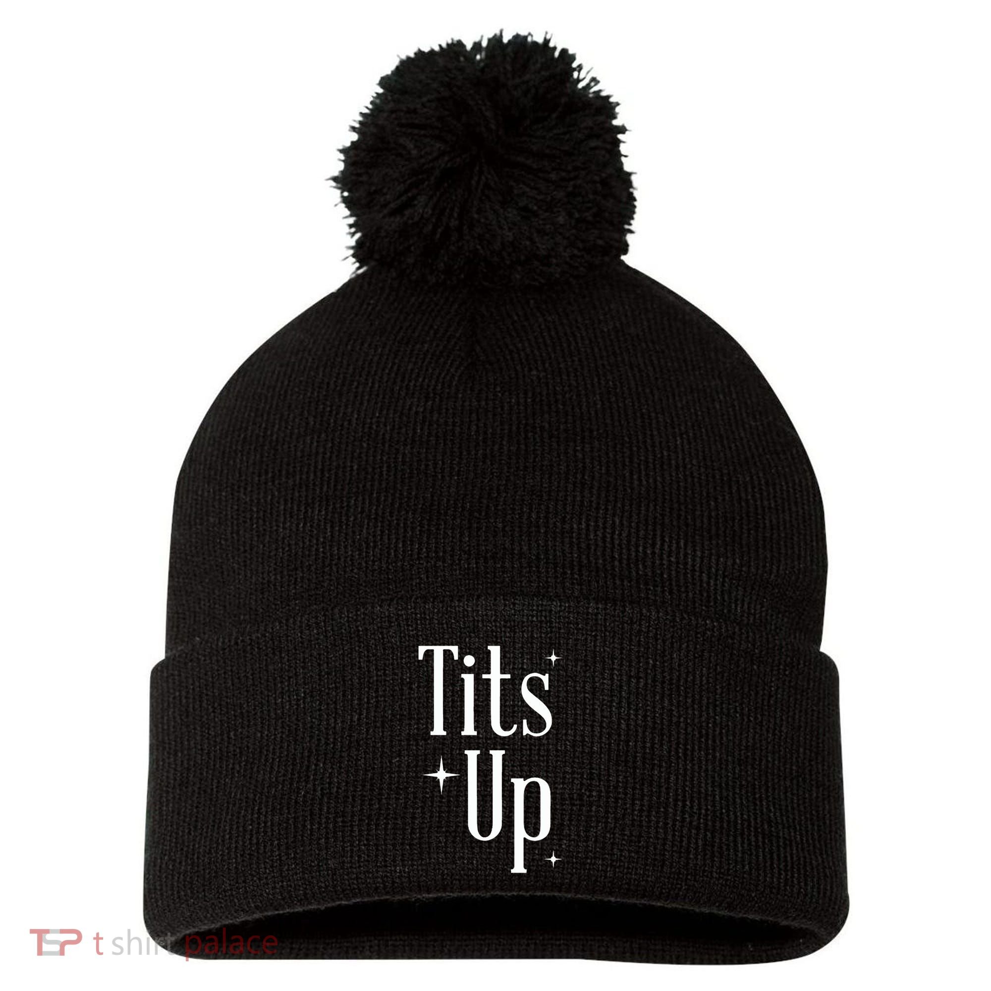 Tits Up Support Feminism Funny Gift Pom Pom 12in Knit Beanie