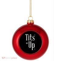 Tits Up Support Feminism Funny Gift Plastic Christmas Ball Ornament thumb 0