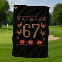 Thanksgiving Ugly Sweater 67 Meme Funny 6-7 Golf Towel thumb 1