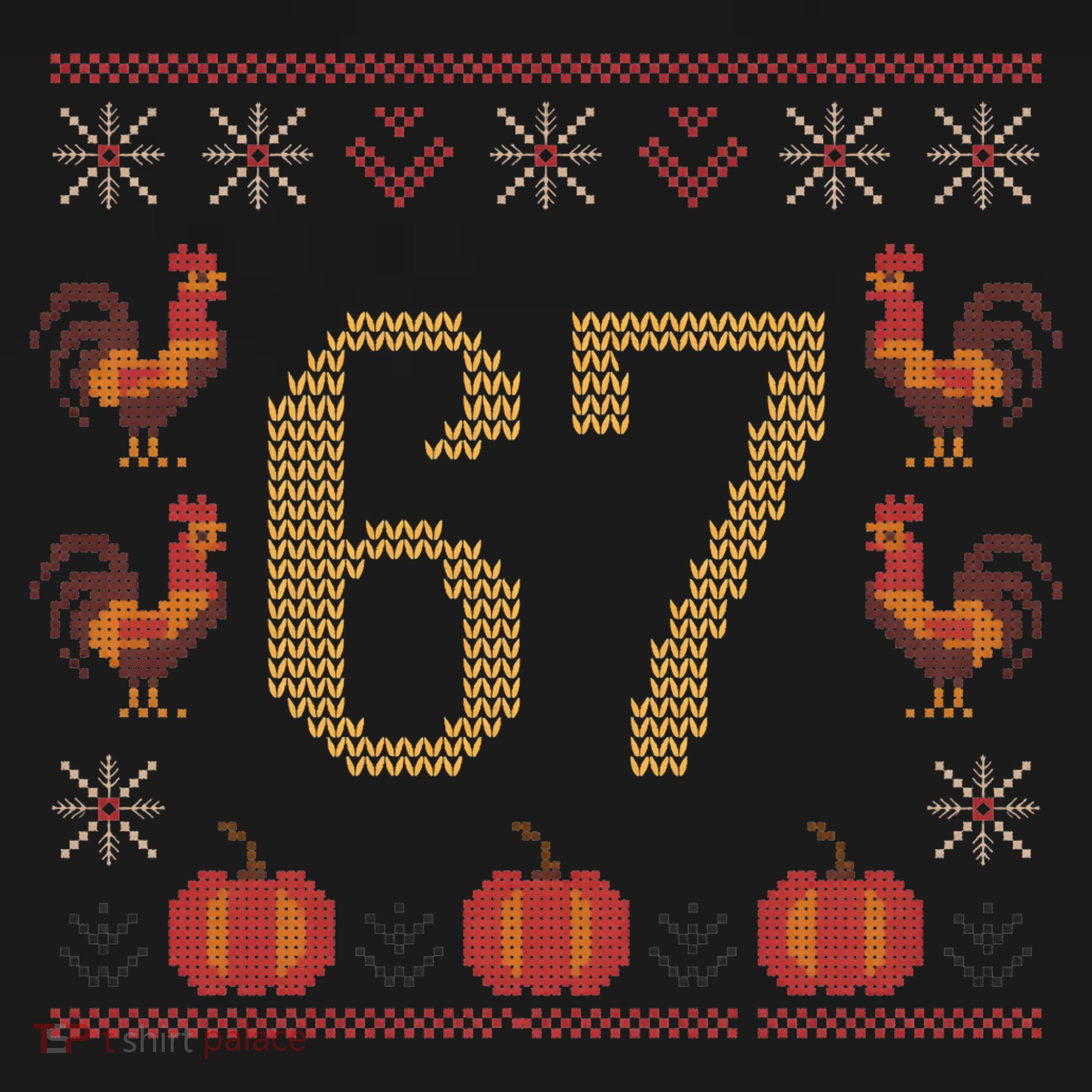 Thanksgiving Ugly Sweater 67 Meme Funny 6-7 Kids Sweatshirt