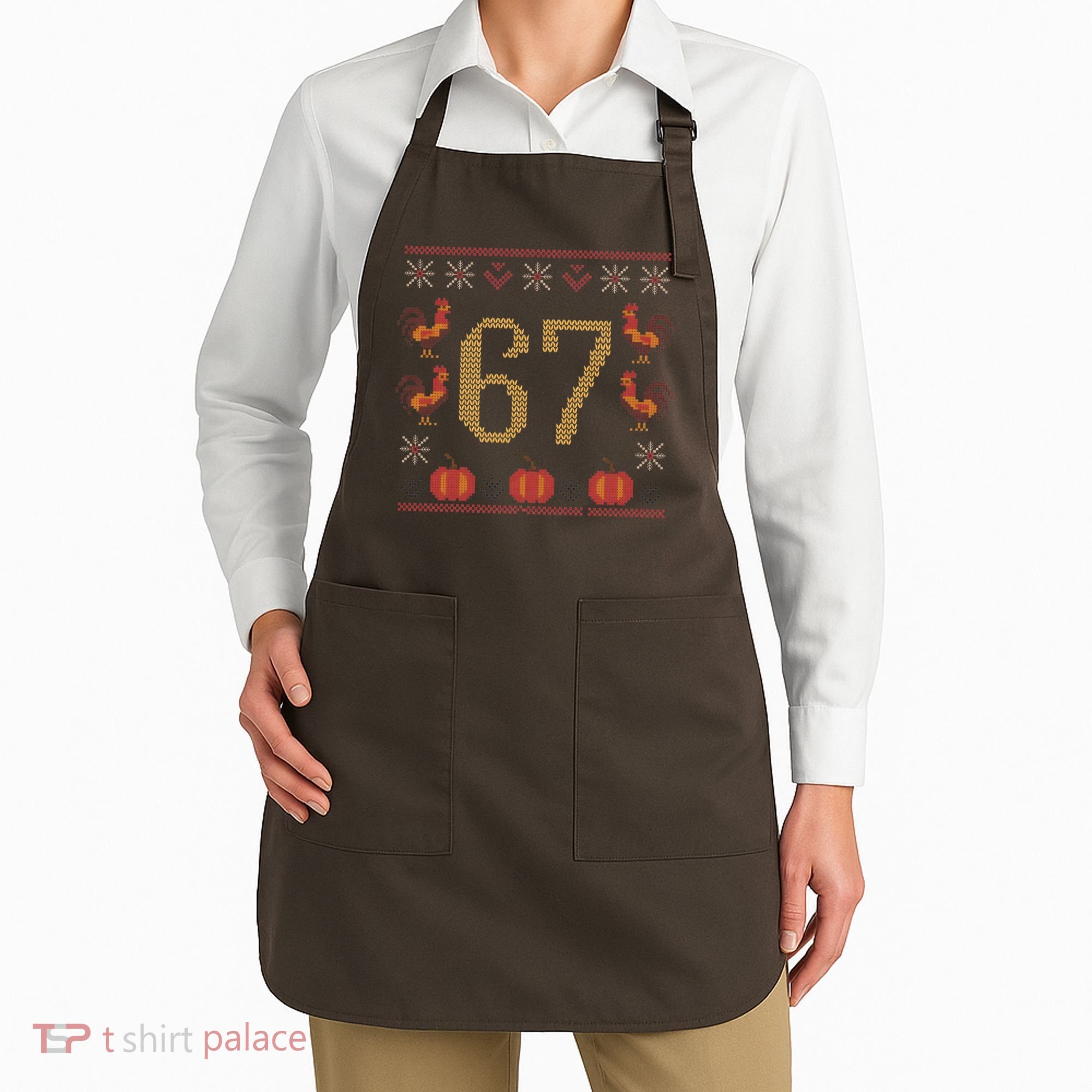 Thanksgiving Ugly Sweater 67 Meme Funny 6-7 Apron