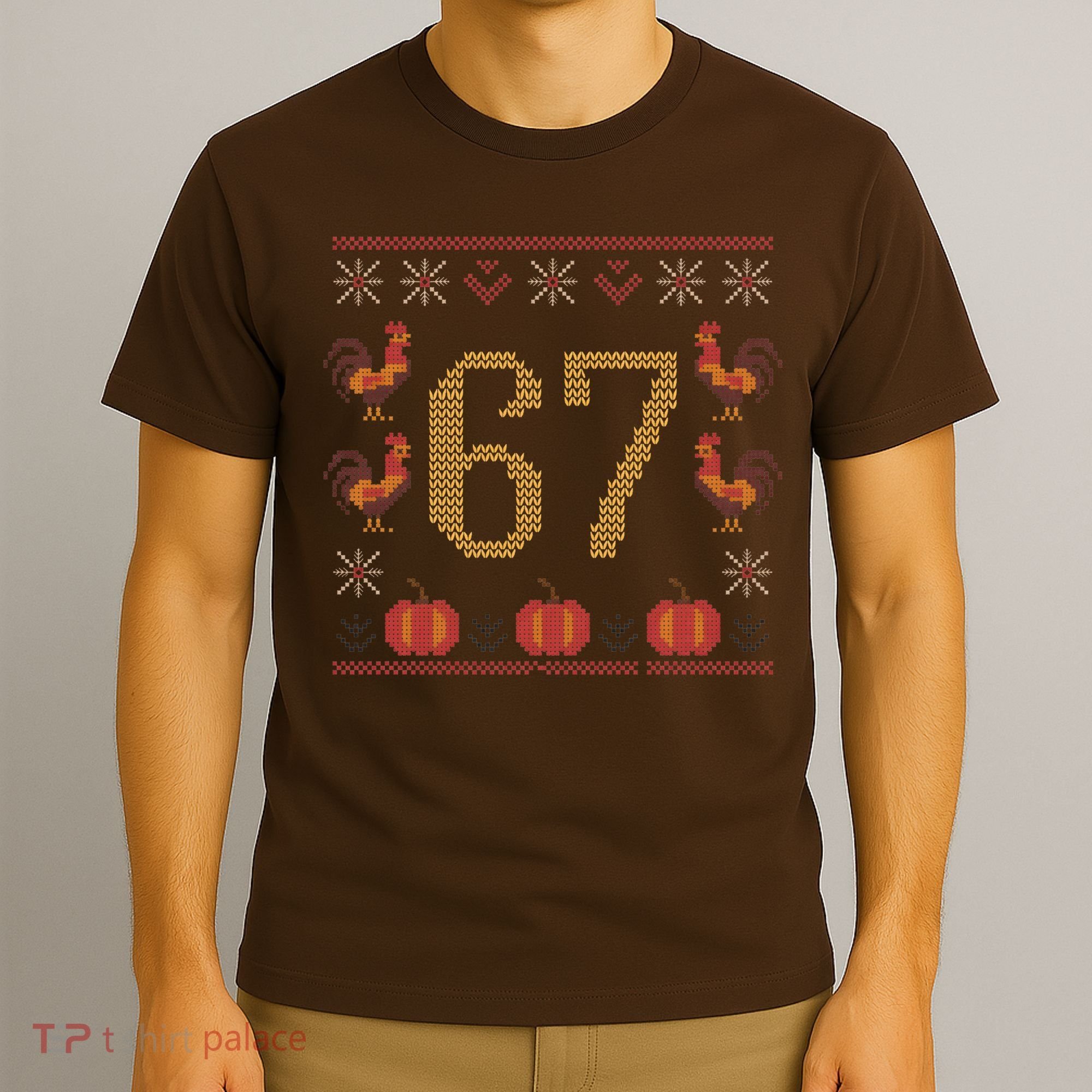 Thanksgiving Ugly Sweater 67 Meme Funny 6-7 T-Shirt