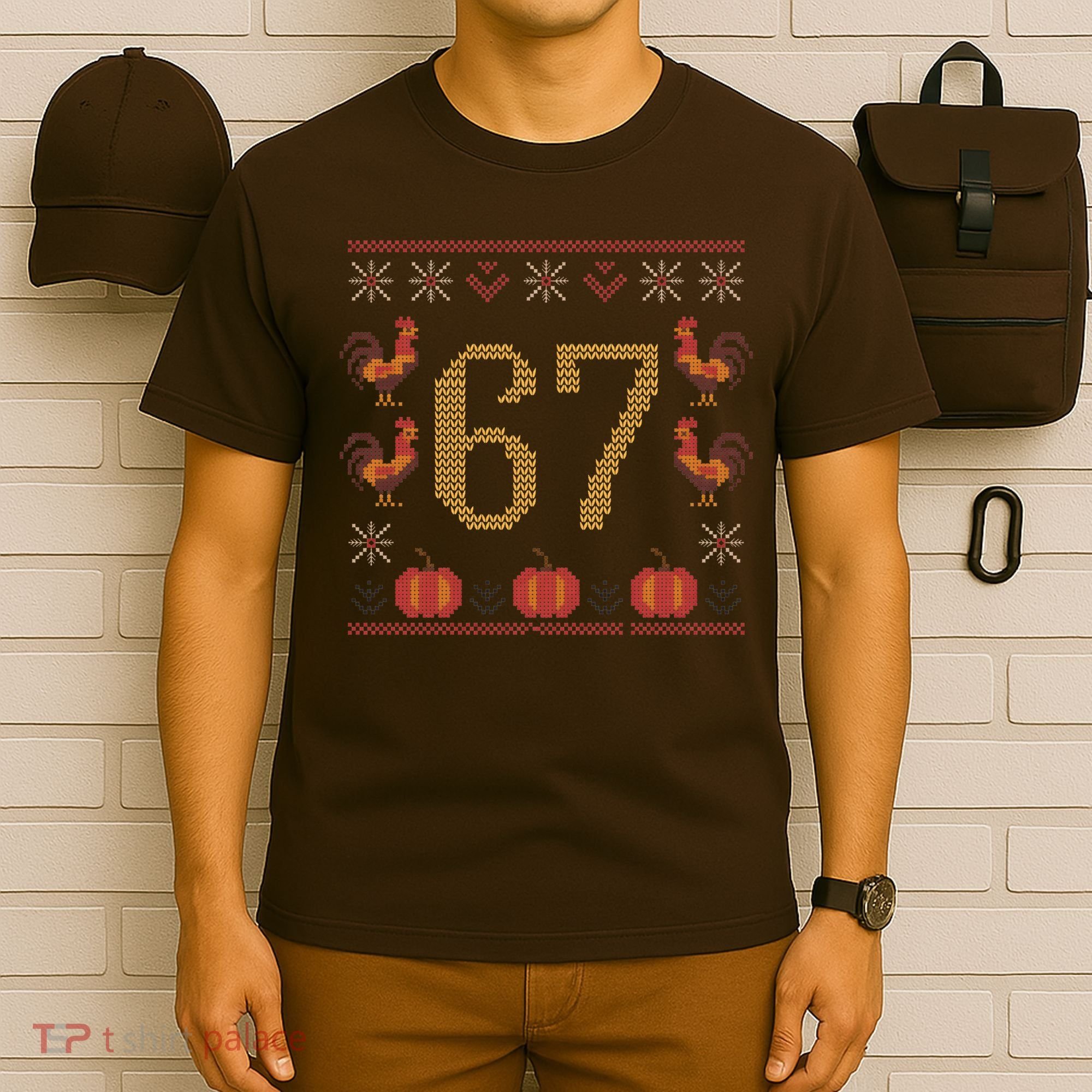 Thanksgiving Ugly Sweater 67 Meme Funny 6-7 T-Shirt