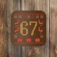 Thanksgiving Ugly Sweater 67 Meme Funny 6-7 Coaster thumb 0