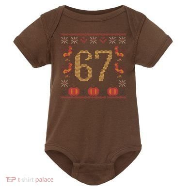Thanksgiving Ugly Sweater 67 Meme Funny 6-7 Baby Bodysuit