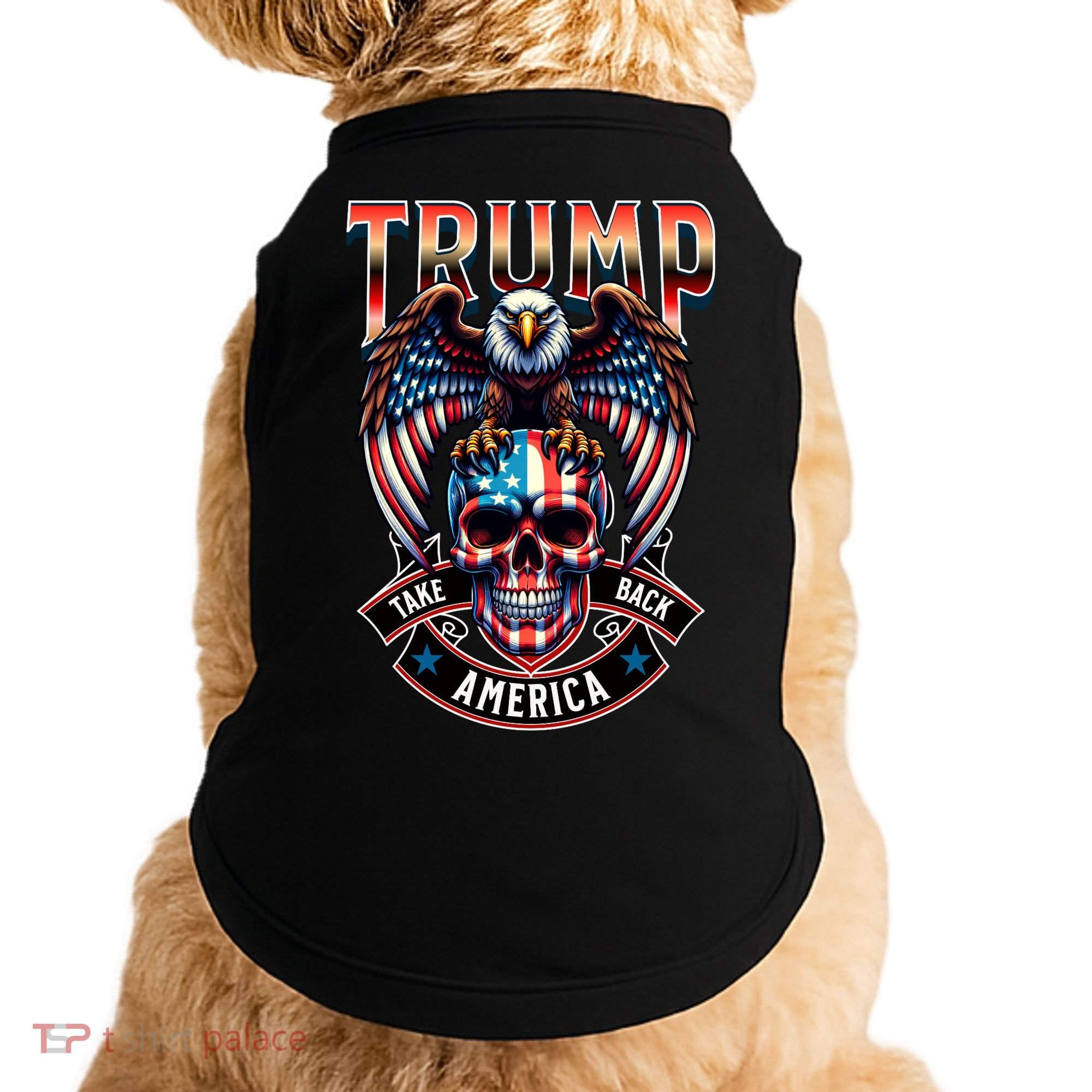 Trump Usa Skull Eagle Front And Back Logo Doggie Tank