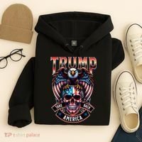 Trump Usa Skull Eagle Front And Back Logo Hoodie thumb 4