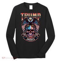 Trump Usa Skull Eagle Front And Back Logo Long Sleeve Shirt thumb 0