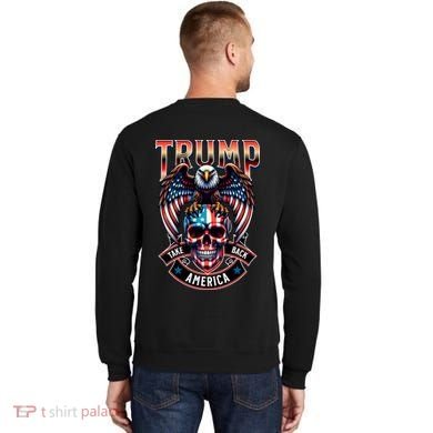 Trump Usa Skull Eagle Front And Back Logo Sweatshirt back