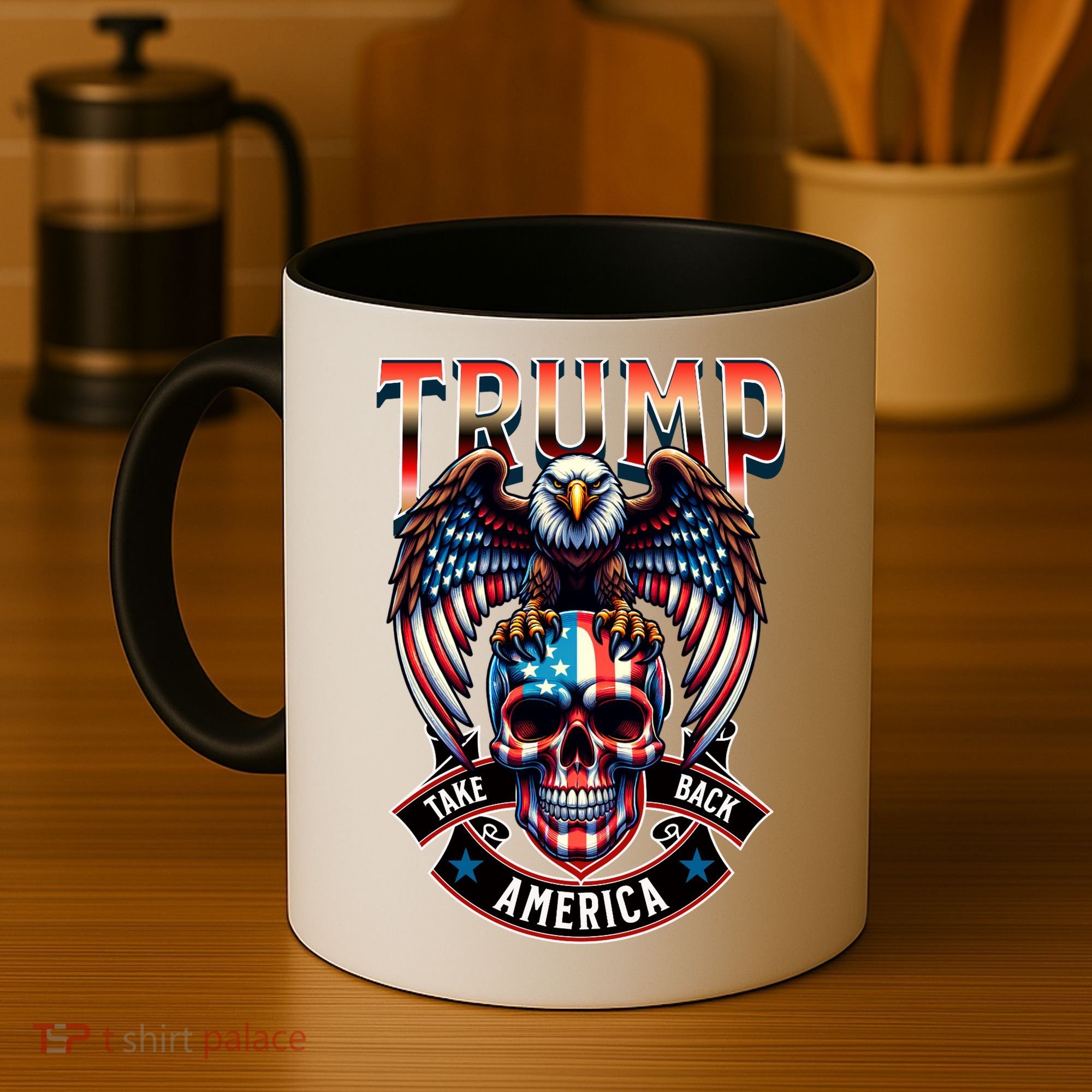 Trump Usa Skull Eagle Front And Back Logo Coffee Mug