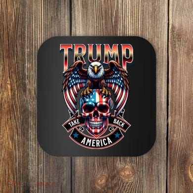 Trump Usa Skull Eagle Front And Back Logo Coaster