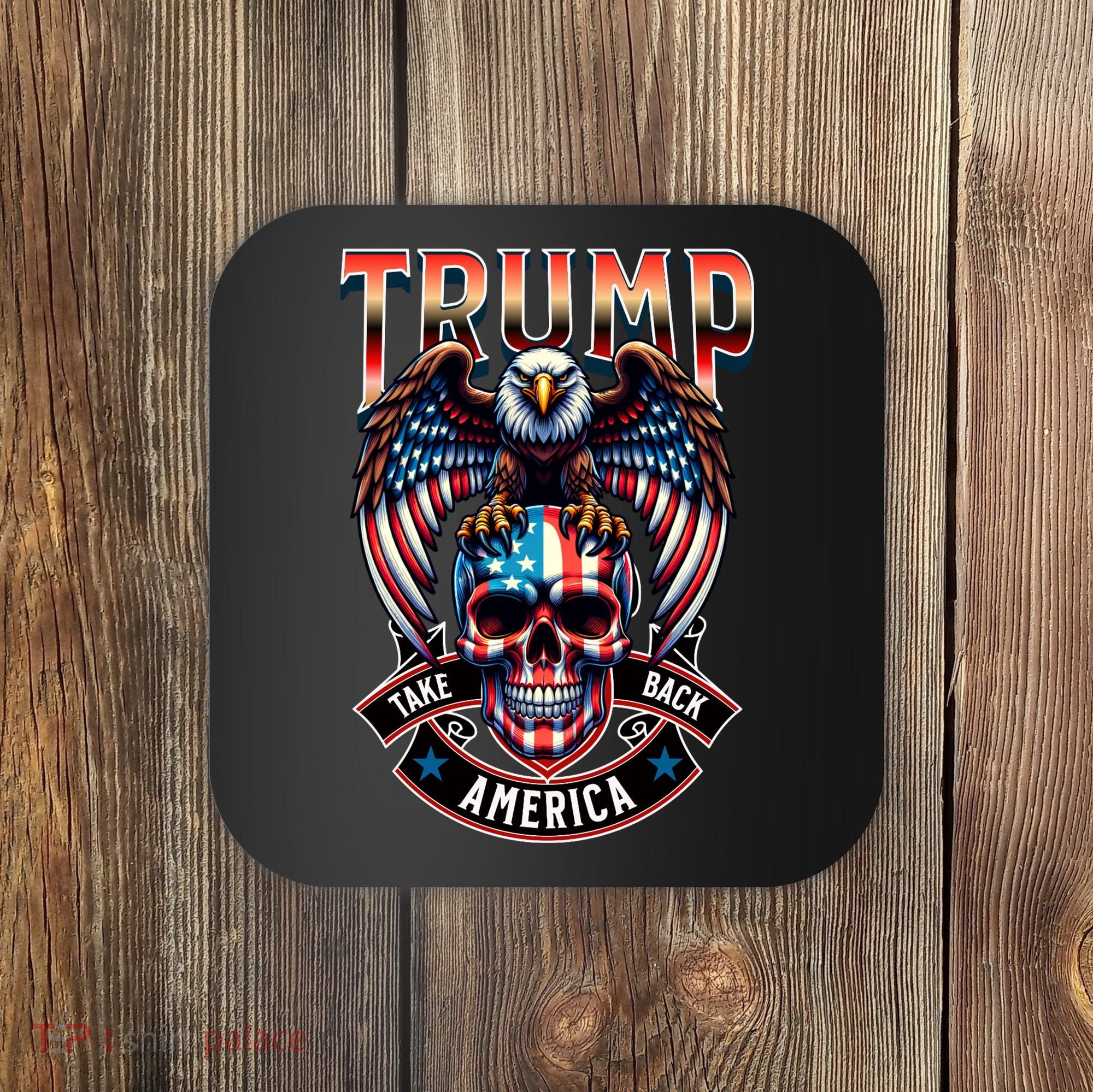 Trump Usa Skull Eagle Front And Back Logo Coaster