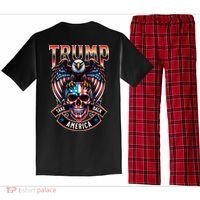Trump Usa Skull Eagle Front And Back Logo Pajama Set thumb 1