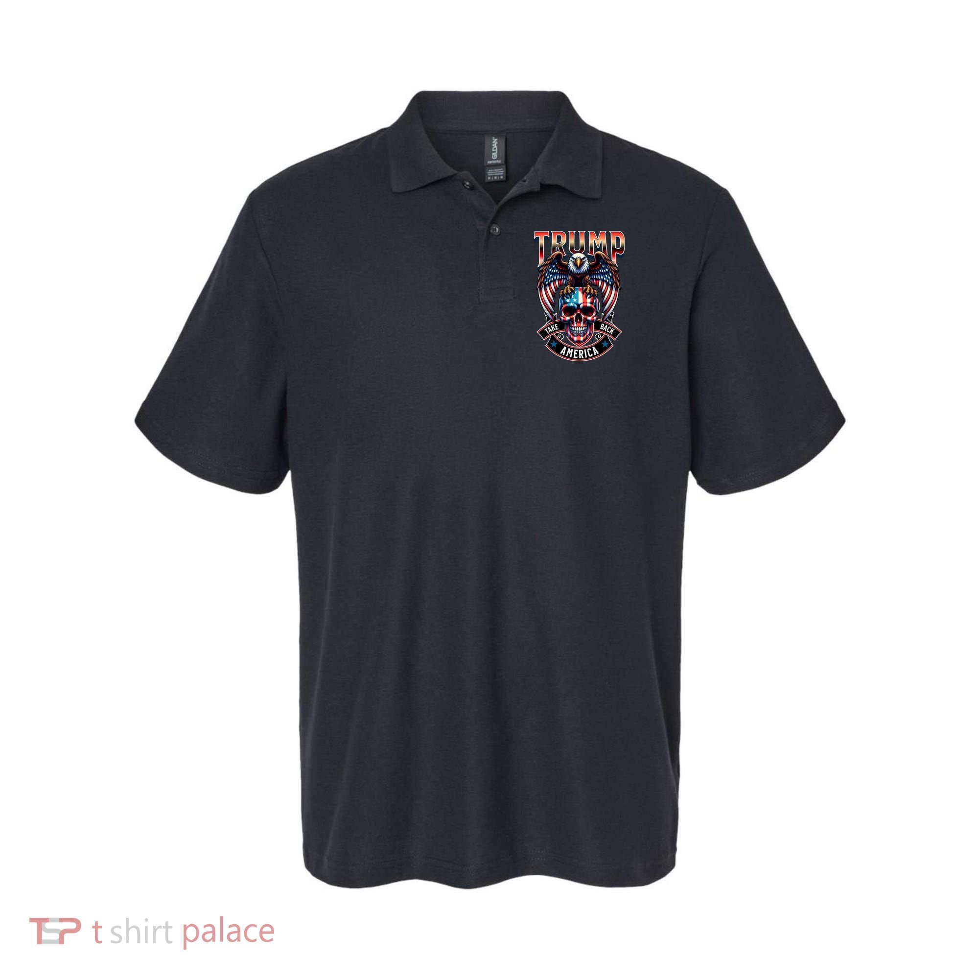 Trump Usa Skull Eagle Front And Back Logo Polo