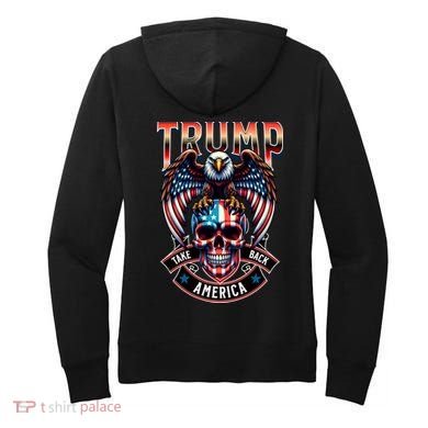 Trump Usa Skull Eagle Front And Back Logo Women's Hoodie back