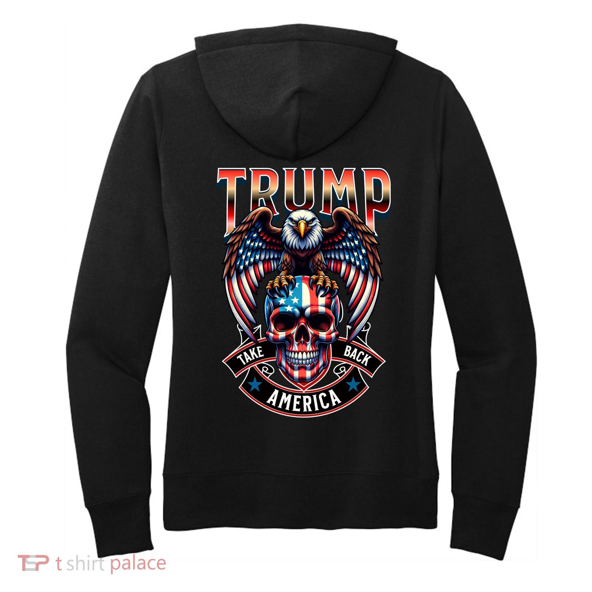 Trump Usa Skull Eagle Front And Back Logo Women's Hoodie