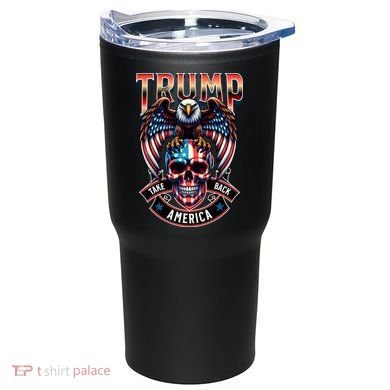 Trump Usa Skull Eagle Front And Back Logo Tumbler back