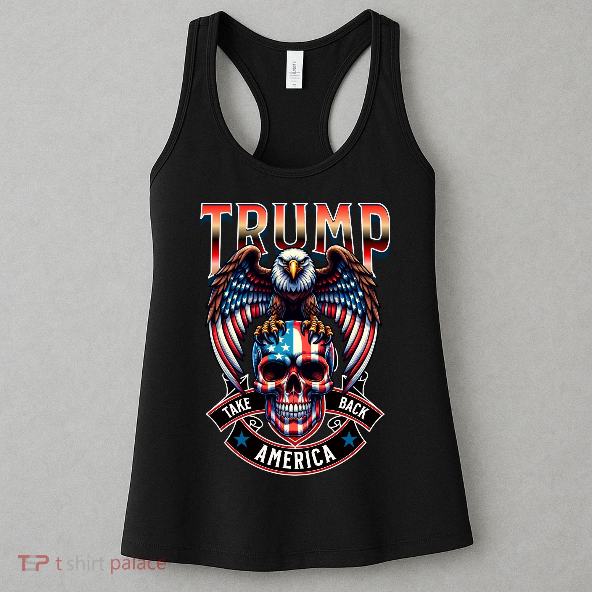 Trump Usa Skull Eagle Front And Back Logo Women's Tank Top