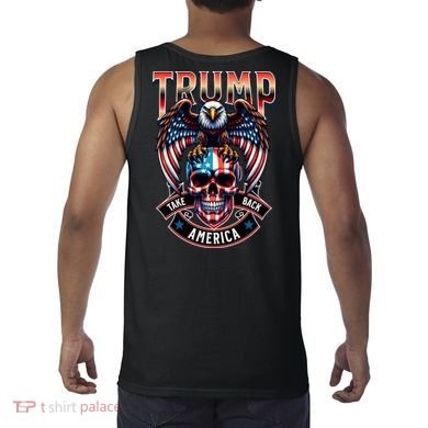 Trump Usa Skull Eagle Front And Back Logo Tank Top back