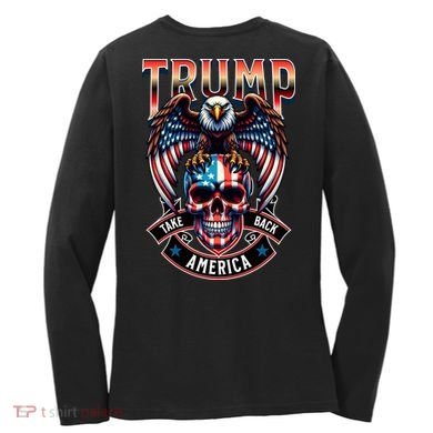 Trump Usa Skull Eagle Front And Back Logo Women's Long Sleeve Shirt back