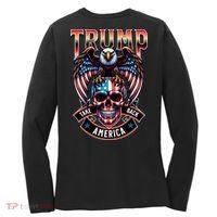 Trump Usa Skull Eagle Front And Back Logo Women's Long Sleeve Shirt thumb 1