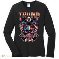 Trump Usa Skull Eagle Front And Back Logo Women's Long Sleeve Shirt thumb 0
