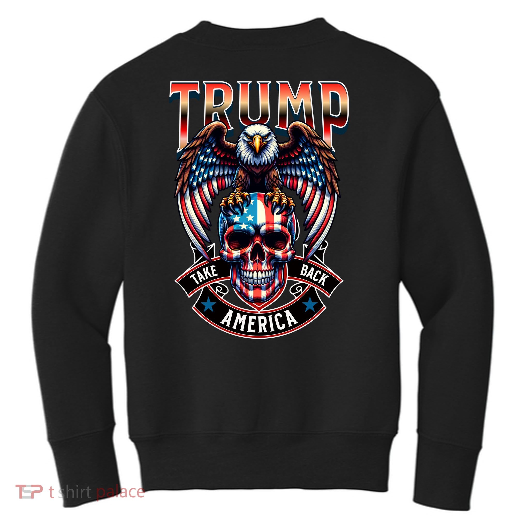 Trump Usa Skull Eagle Front And Back Logo Kids Sweatshirt