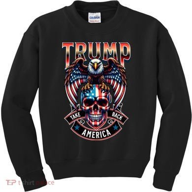 Trump Usa Skull Eagle Front And Back Logo Kids Sweatshirt