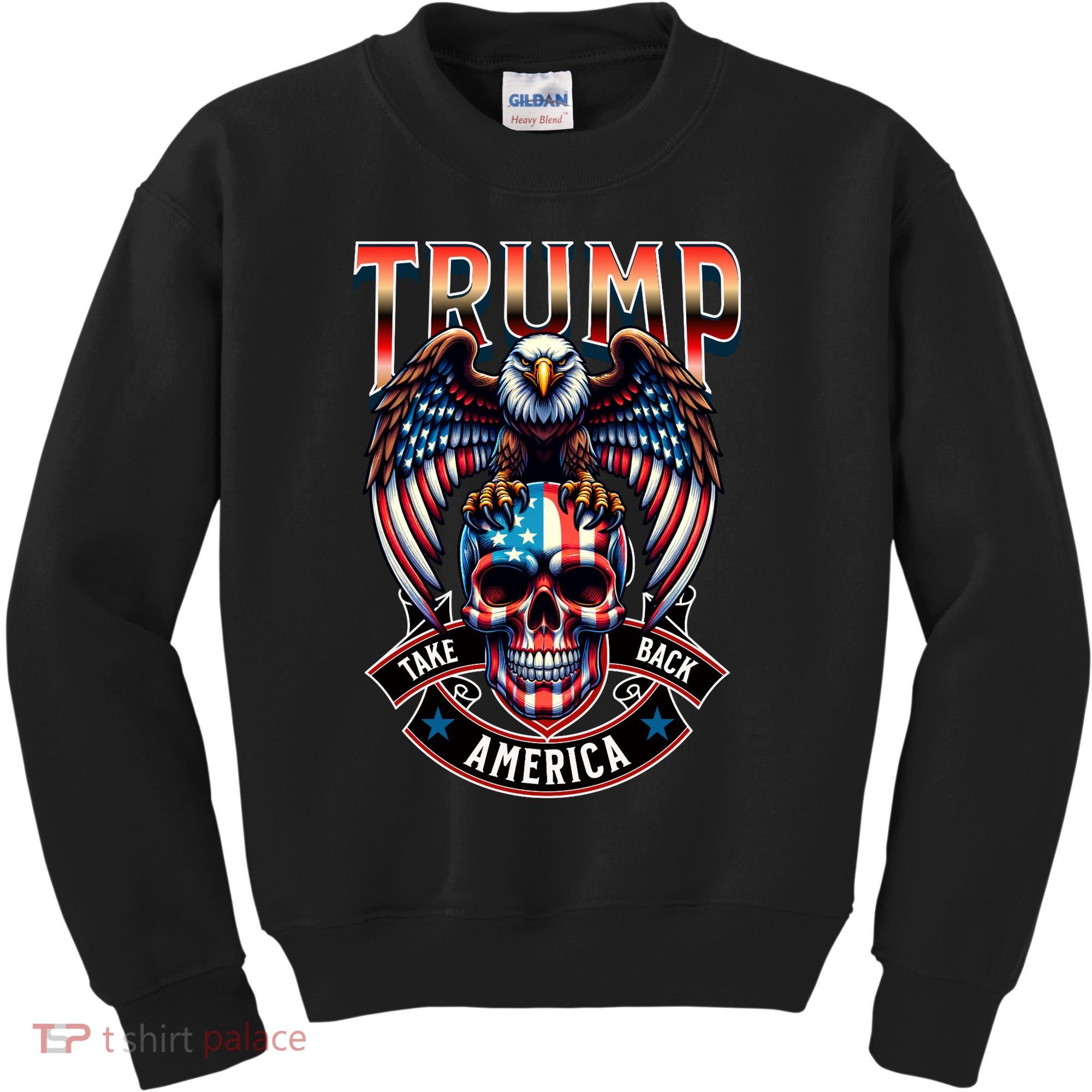 Trump Usa Skull Eagle Front And Back Logo Kids Sweatshirt