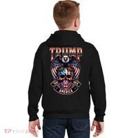 Trump Usa Skull Eagle Front And Back Logo Kids Hoodie thumb 1