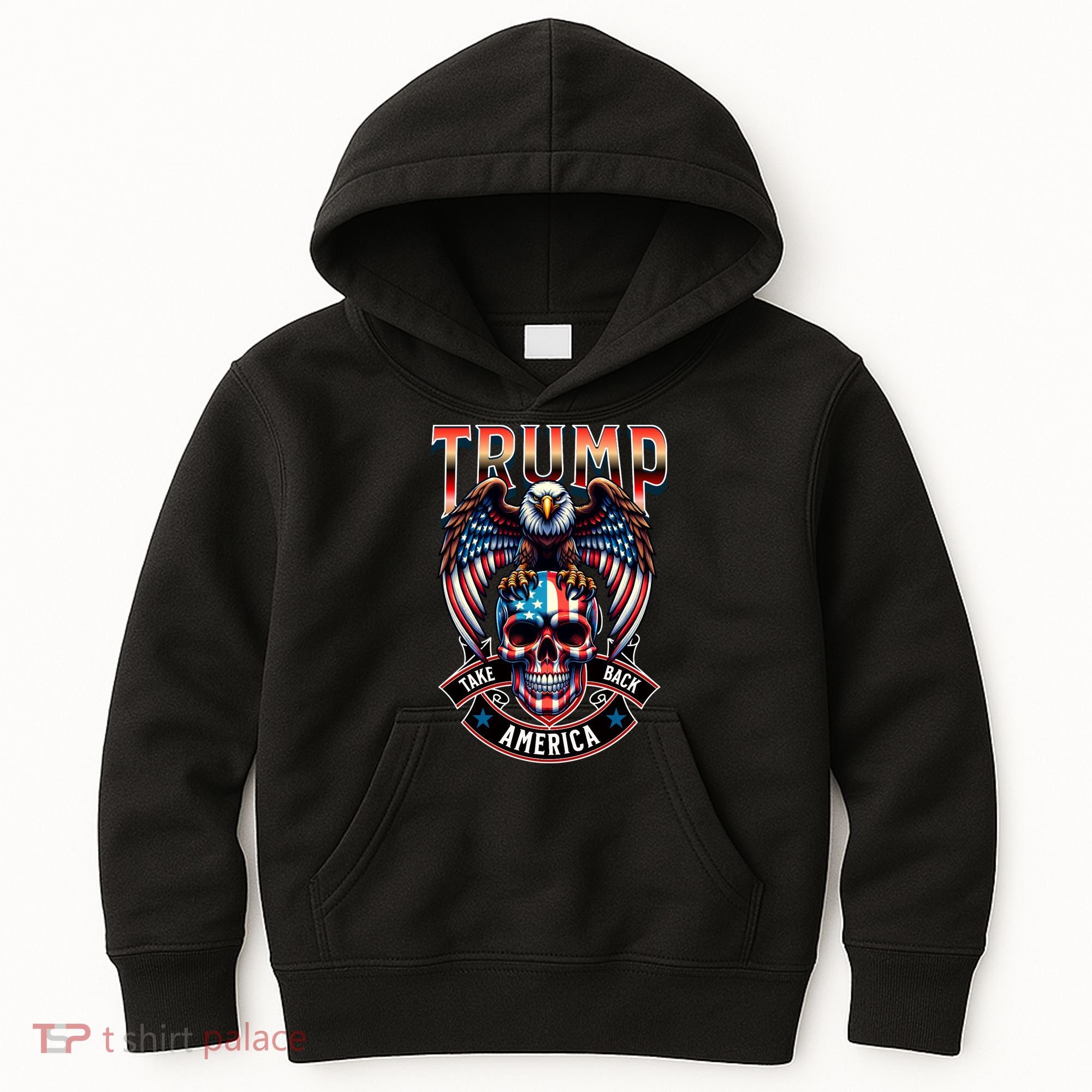Trump Usa Skull Eagle Front And Back Logo Kids Hoodie