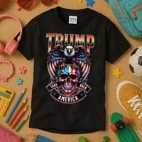 Trump Usa Skull Eagle Front And Back Logo Kids T-Shirt thumb 3