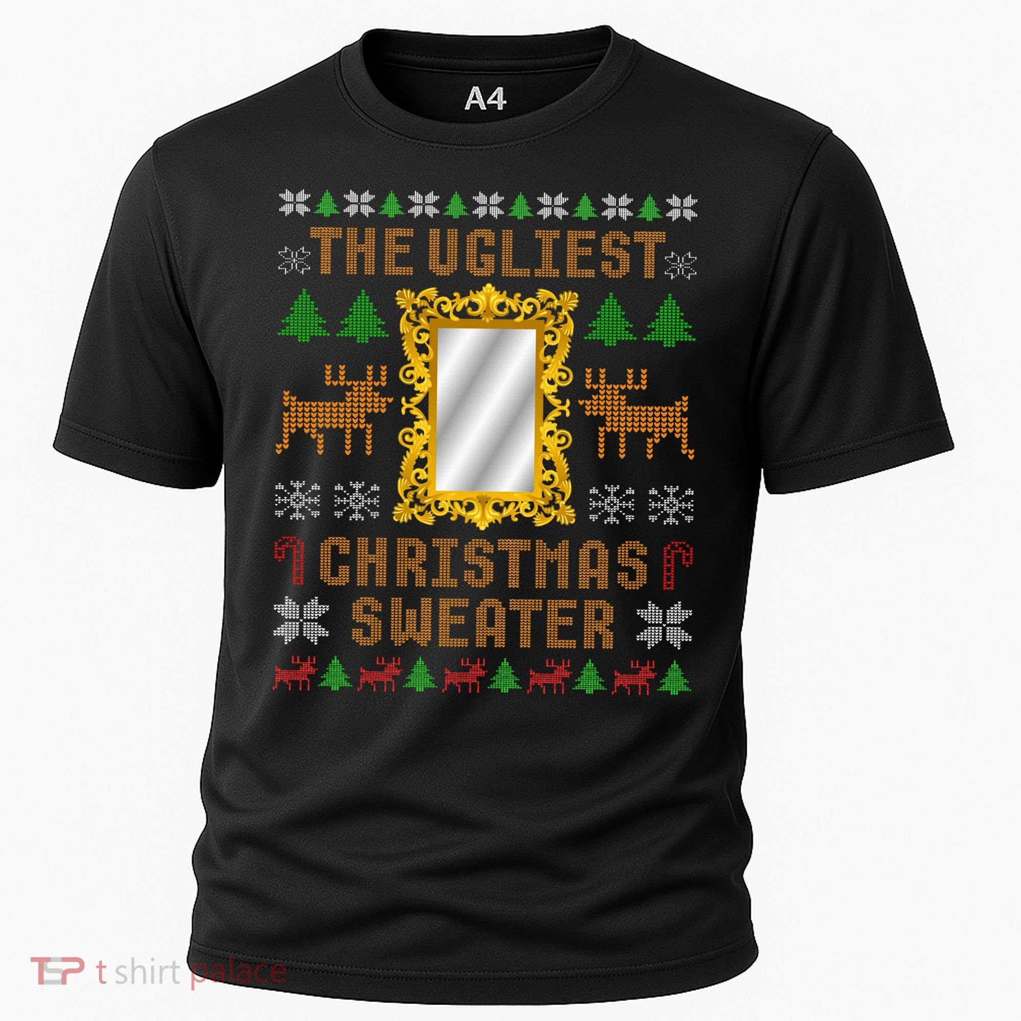 The Ugliest Ugly Christmas Sweater With Mirror Funny Xmas Cooling Performance Crew T-Shirt