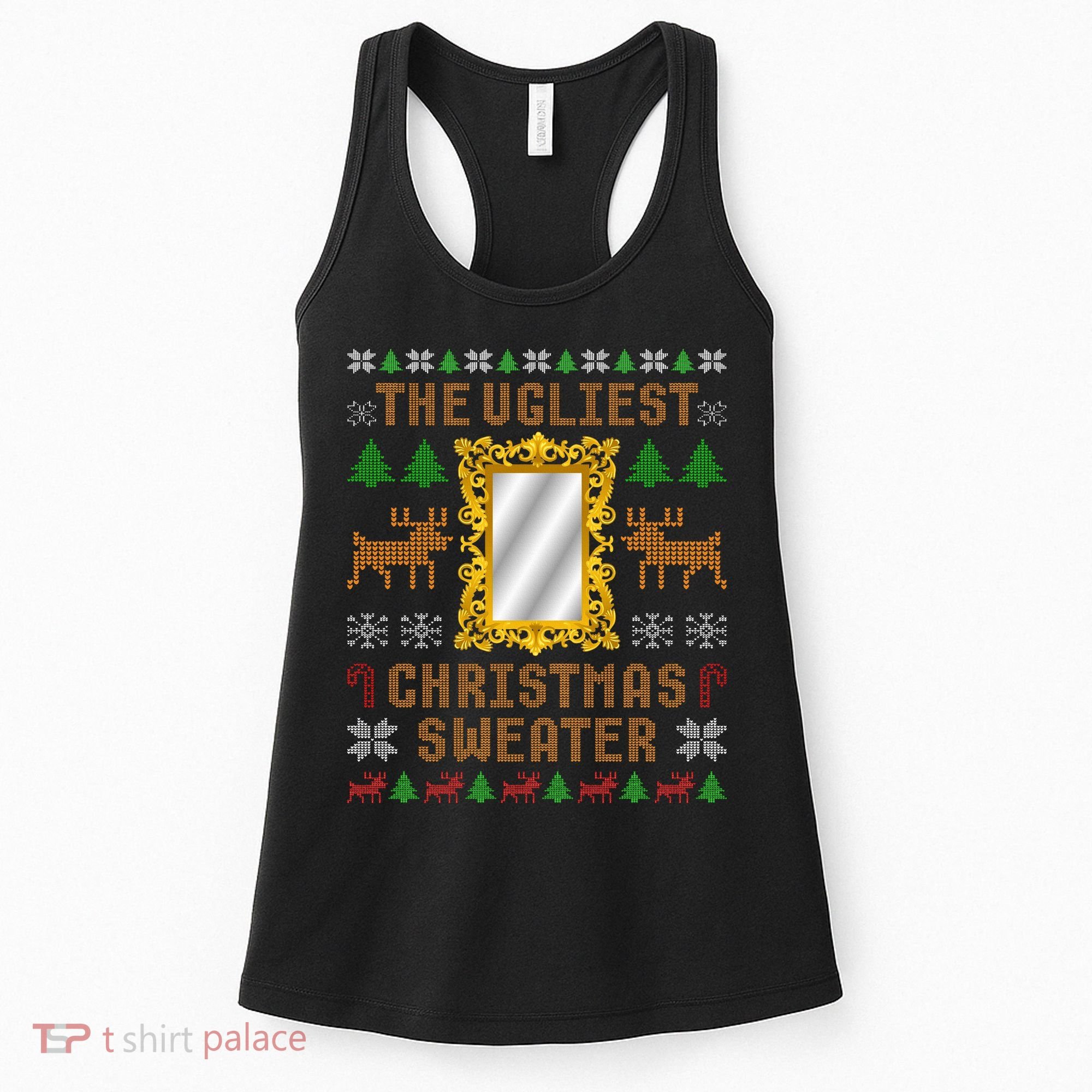 The Ugliest Ugly Christmas Sweater With Mirror Funny Xmas Women's Tank Top