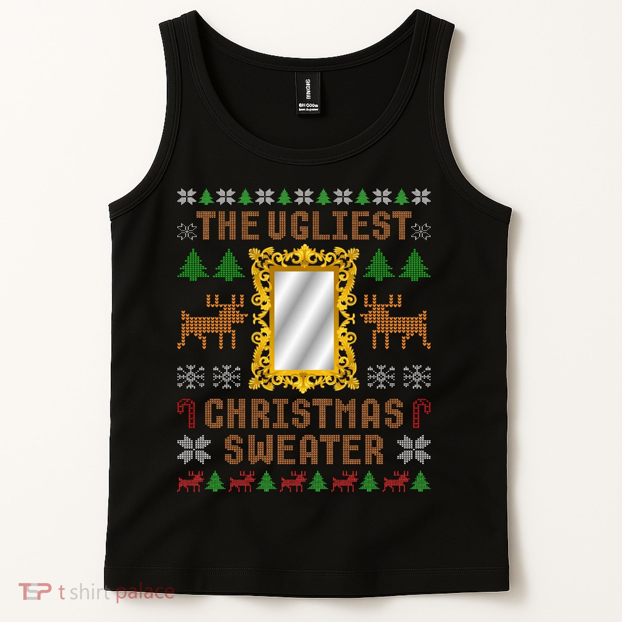 The Ugliest Ugly Christmas Sweater With Mirror Funny Xmas Tank Top