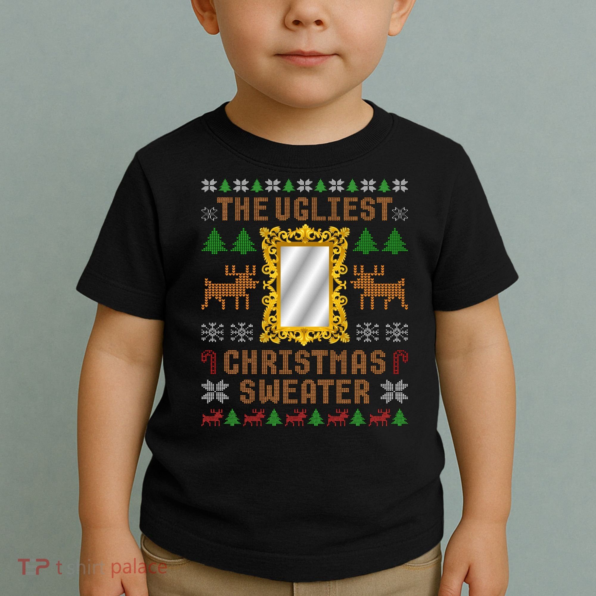 The Ugliest Ugly Christmas Sweater With Mirror Funny Xmas Toddler T-Shirt