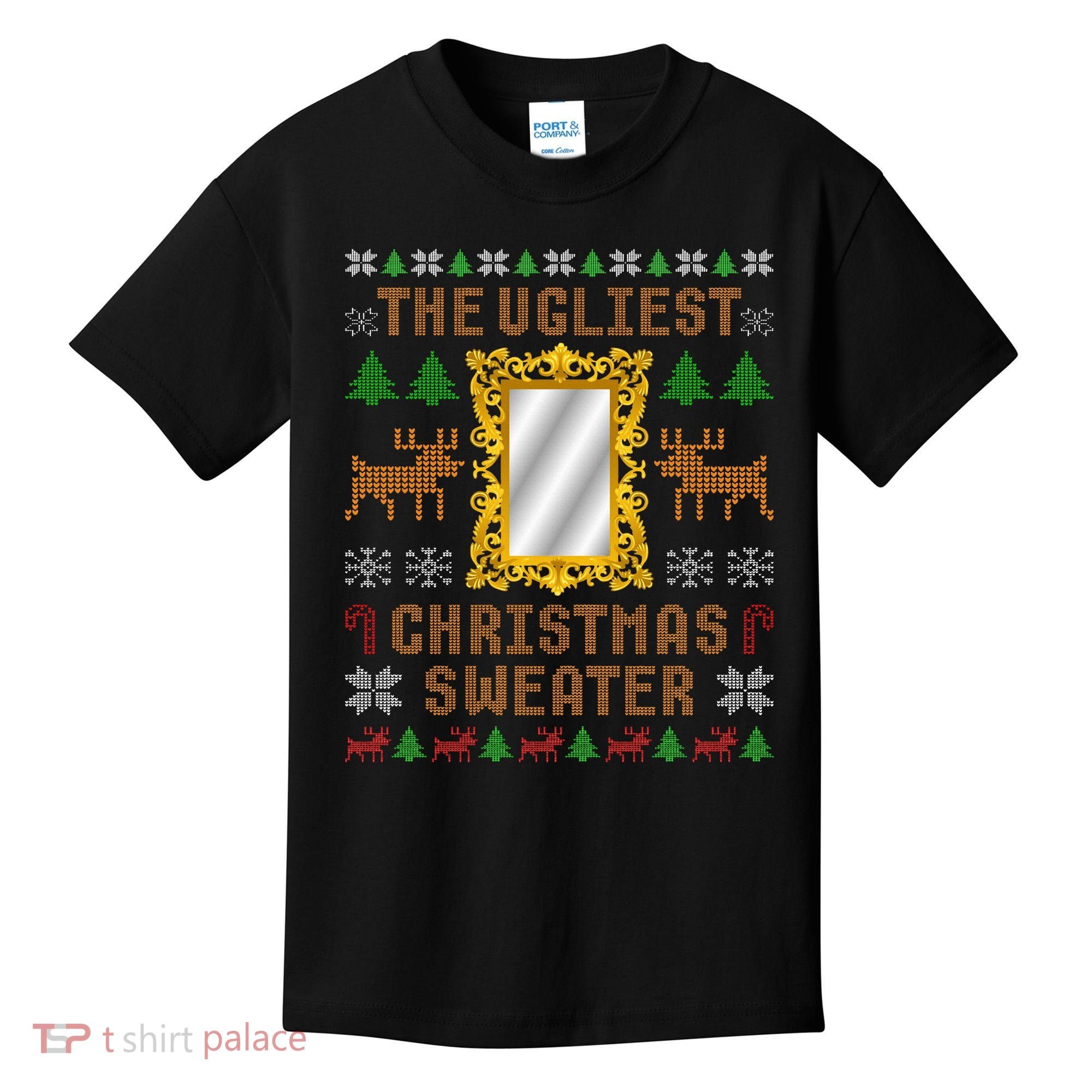 The Ugliest Ugly Christmas Sweater With Mirror Funny Xmas Kids T-Shirt