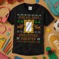 The Ugliest Ugly Christmas Sweater With Mirror Funny Xmas Kids T-Shirt thumb 3