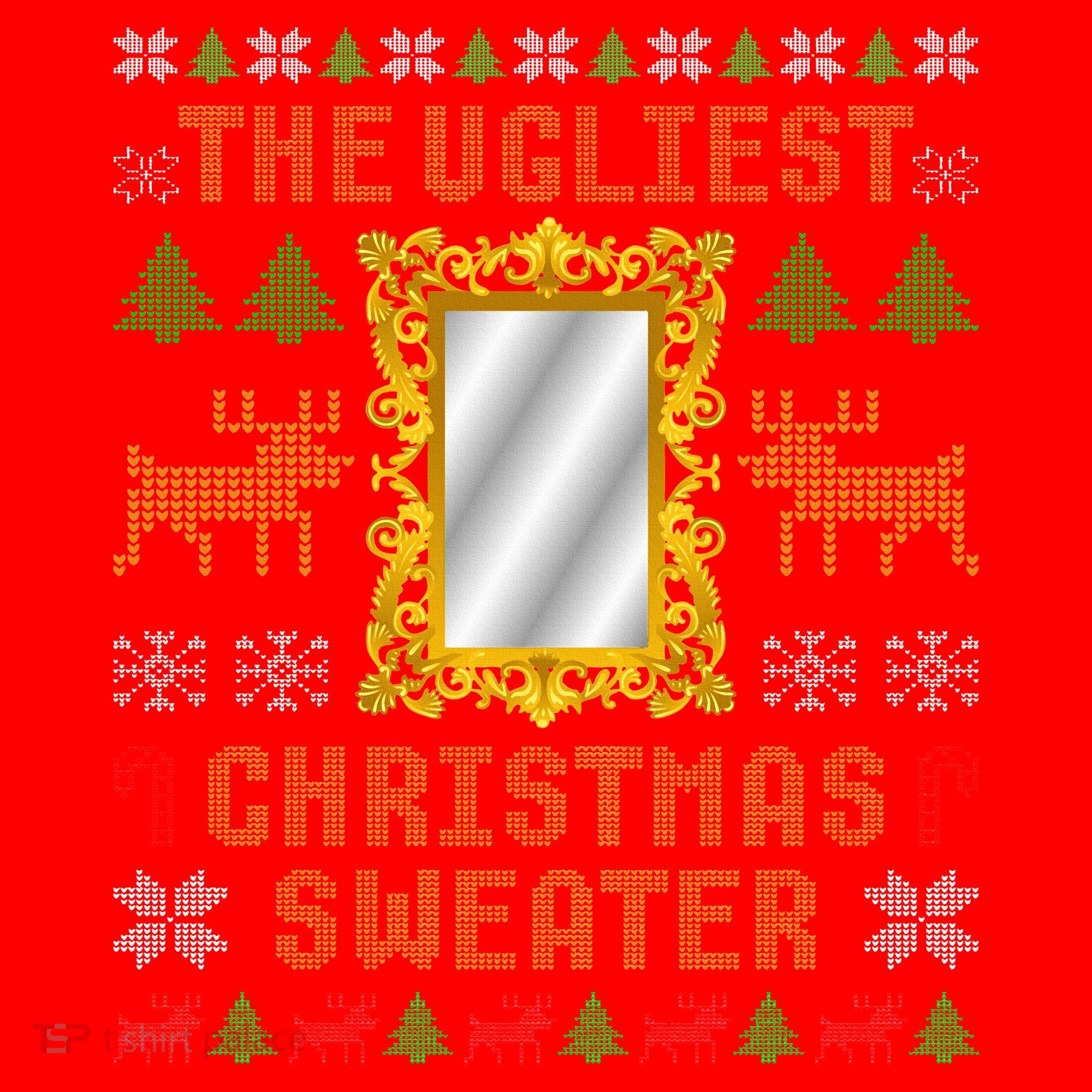 The Ugliest Ugly Christmas Sweater With Mirror Funny Xmas Santa Hat